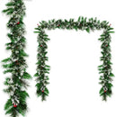 9 Feet Pre-lit Snow Flocked Tips Christmas Garland with Red Berries by LJGDeals