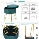Round Velvet Storage Ottoman Footrest Stool Vanity Chair with Metal Legs by LJGDeals