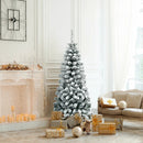 4.5 Feet Unlit Hinged Snow Flocked Artificial Pencil Christmas Tree with 242 Branch by LJGDeals