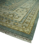 Fine 8x10 Vintage Style Gray and Beige Hand Knotted Traditional wool area rug by The Rug Decor