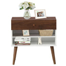 Mid-Century Nightstand with Drawer and Rubber Wood Legs by LJGDeals