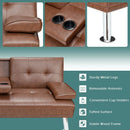 Convertible Folding Leather Futon Sofa with Cup Holders and Armrests by LJGDeals