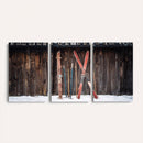 Vintage Ski Gear Canvas Print, Vintage Ski Gear Against