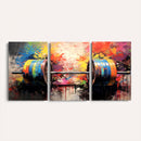 Weightlifting Barbell Art Triptych, Bold Abstract Fitness