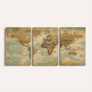 Vintage World Map Wall Art Canvas Print, Detailed World Map