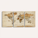 Rustic Vintage World Map Canvas Print – Framed Modern