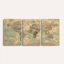 Vintage World Map Wall Art | Ready to Hang and Framed