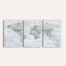 Push Pin World Map Canvas Print - Detailed Vintage World Map