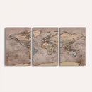Grunge World Map Canvas Wall Art - Vintage Aged World Map