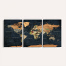 Vintage World Map Canvas Wall Art – Detailed Map with