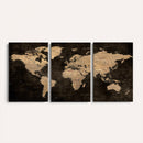Brown World Map Canvas Print – Modern Travel Map Wall Art,