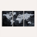 Black World Map Canvas Print – Detailed Map for Couples and