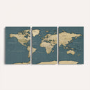 Minimal Vintage World Map Canvas Wall Art Print, Neutral