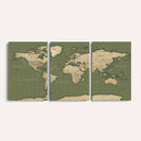 Vintage World Map Canvas Wall Art Print, Classic Global Map