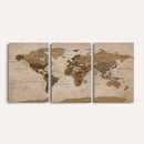World Map Canvas Wall Art Print, Detailed Global Map Artwork