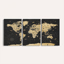Vintage Blue and Brown World Map Canvas Wall Art – Framed