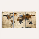 World Map Wall Art – Rustic Earth Tone Canvas Print, Antique