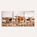 Texas Longhorn Cattle Wall Art Canvas Print, Sepia Western