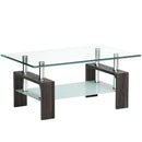 Rectangular Tempered Glass Coffee Table with Shelf by LJGDeals