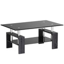 Rectangular Tempered Glass Coffee Table with Shelf by LJGDeals