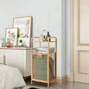 Tilt-out Bamboo Laundry Hamper with 2-Tier Shelf and Removable Liner-Natural by LJGDeals