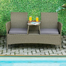 2-Person Patio Rattan Conversation Furniture Set with Coffee Table by LJGDeals