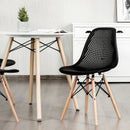 2 Pcs Modern Plastic Hollow Chair Set with Wood Leg by LJGDeals