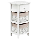 2 Pieces Bedroom Bedside End Table with Drawer Baskets-White by LJGDeals