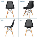 4 Pieces Modern Plastic Hollow Chair Set with Wood Leg by LJGDeals
