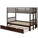 Twin Pull-Out Bunk Bed with Trundle Wooden Ladder by LJGDeals