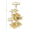 4 Levels Modern Wood Cat Tower with Washable Mats-Walnut by LJGDeals