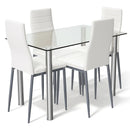 5 Pieces Dining Set with 4 PVC Leather Chairs by LJGDeals