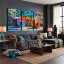 Fitness Gym Barbell Graffiti Wall Art Canvas Print