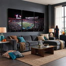 Ben Hill Griffin Stadium Night Game Triple Canvas Wall Art -