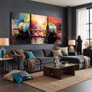 Weightlifting Barbell Art Triptych, Bold Abstract Fitness