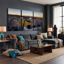 Dodger Stadium Sunset Game Triple Canvas Wall Art - Los