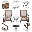 3 Pieces Patio Rattan Furniture Set with 2 Single Wicker Chairs and Glass Side Table by LJGDeals