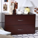 2-Drawer Dresser Horiztonal Organizer End Table Nightstand with Handle Wood-Brown by LJGDeals