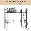 Metal Loft Twin Bed Frame Single High Loft Bed-Black by LJGDeals