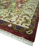 Maroon and Green Hand Knotted Traditional Large Design 8x10 wool area rug by The Rug Decor