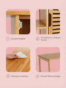 Bamboo 4 Tier Floor Cabinet with Doors, Freestanding Storage by 2Dropme