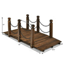 5 Feet Wooden Garden Bridge Arc Footbridge Stained Finish Walkway with Safety Rails by LJGDeals