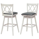 2 Pieces 29 Inches Swivel Counter Height Barstool Set with Rubber Wood Legs by LJGDeals