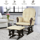 Wood Glider and Ottoman Set with Padded Armrests and Detachable Cushion by LJGDeals