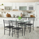 5 Pieces Dining Set with Tempered Glass Top Table and 4 Upholstered Chairs by LJGDeals