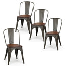 18 Inch Height Set of 4 Stackable Style Metal Wood Dining Chair by LJGDeals