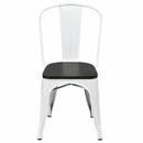 4 Pieces Tolix Style Metal Dining Side Chair Stackable Wood Seat by LJGDeals