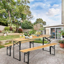 3 Pieces Folding Wooden Picnic Table Bench Set by LJGDeals