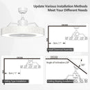 23 Inch Ceiling Fan with LED Light and Remote Control-White