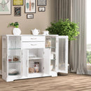 Sideboard Buffet Server Storage Cabinet with 2 Drawers and Glass Doors by LJGDeals